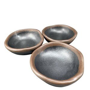 Delfin Melamine Grey Stone Abstract Dish Small Bowl Salt Cellar Salsa Dish Set 3
